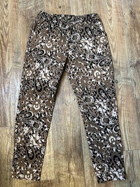 Women’s Brown Paisley Print Pull-On ankle pant Pants Joggers S-Small
